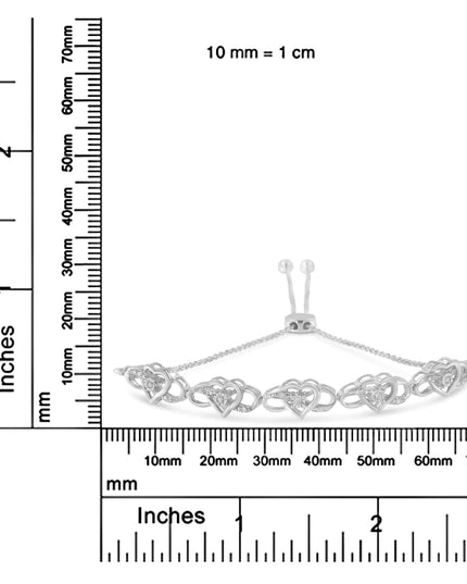 .925 Sterling Silver Diamond Accent Interlocking Infinity and Heart 4”-10” Adjustable Bolo Tennis Bolo Bracelet (H-I Color, I2-I3 Clarity)