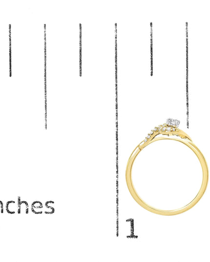 14K Yellow Gold Flash Plated .925 Sterling Silver 1/6 Cttw Diamond Swirl and Halo Promise Ring (I-J Color, I3 Clarity)
