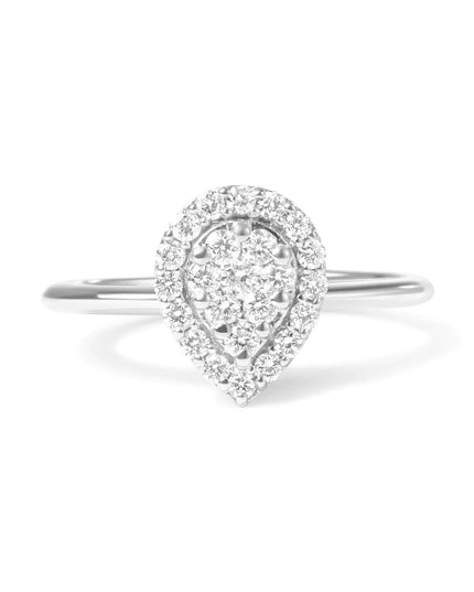 10K White Gold 3/8 Cttw Round-Cut Lab Grown Diamond Cluster Pear Promise Ring (G-H Color, VS2-SI1 Clarity)