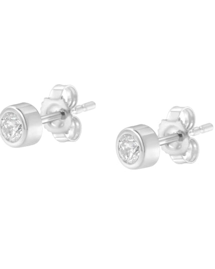 10K Gold 1/5 Cttw Round Brilliant-Cut Near Colorless Diamond Bezel-Set Stud Earrings (H-I Color, I1-I2 Clarity)