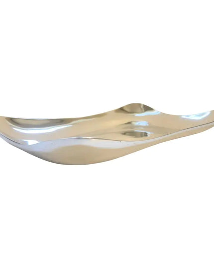Elegant Silver Serving Tray with Curved Edges