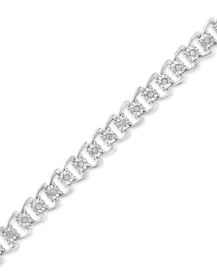 .925 Sterling Silver 1/2 Cttw Diamond Miracle-Set Double Swoosh Wave Style 7" Tennis Bracelet (I-J Color, I3 Clarity)