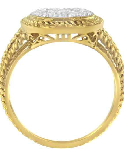 10K Yellow Gold Plated .925 Sterling Silver 1/2 Cttw Diamond Square Cushion Cluster Split Shank Cocktail Ring (J-K Color, I2-I3 Clarity)