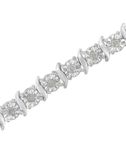 .925 Sterling Silver 1.0 Cttw Diamond S-Curve Link Miracle-Set Tennis Bracelet (I-J Color, I3 Clarity)