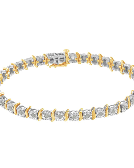 .925 Sterling Silver 1.0 Cttw Diamond S-Curve Link Miracle-Set Tennis Bracelet (I-J Color, I3 Clarity)