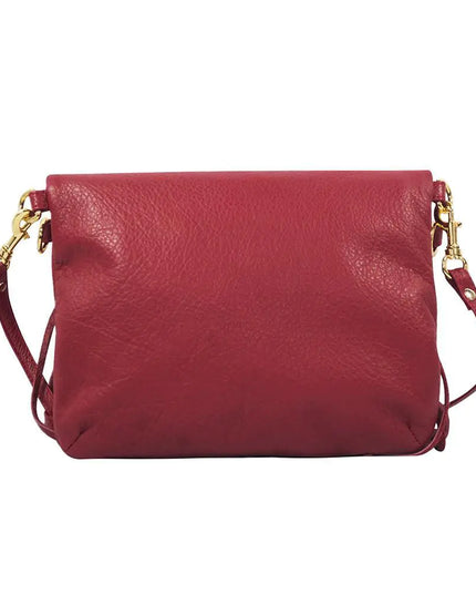 Flamingo Leather Fringe Handbag- Scarlet Red