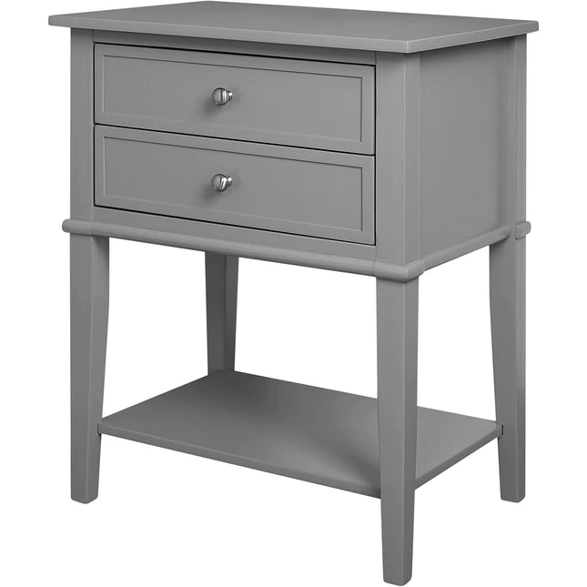 Ameriwood Home Franklin Accent Table with 2 Drawers – Gray End Table or Nightstand for Living Room or Bedroom