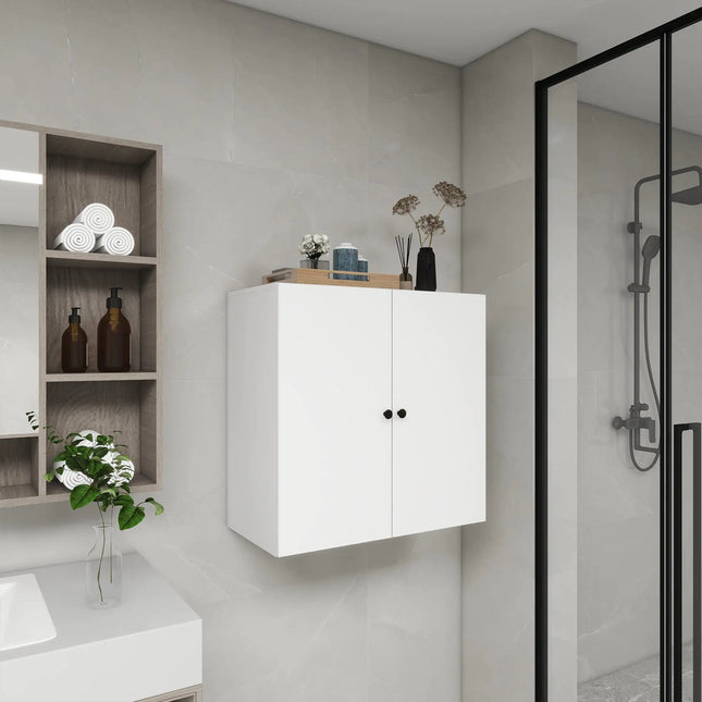 Modern Wooden Closet System with 2 Doors – Wall-Mounted Organizer with Shelves for Walk-In Closet or Bedroom Storage, 31.49"W × 16.04"D × 31.49"H