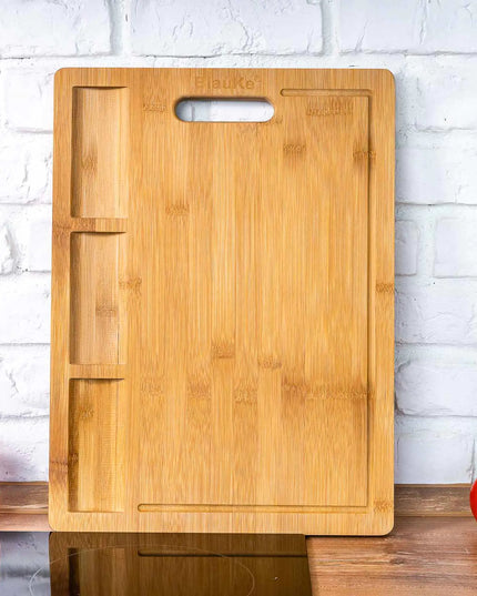 XL Bamboo Cutting Board - 17x12.5 Inch Wood Tray For Meat, Cheese, Veggies - Juice Groove, 3