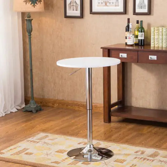 Adjustable White Bar Table Wood/metal