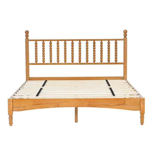 Wood Queen Bed Frame, Headboard, Solid Rubber Wood
