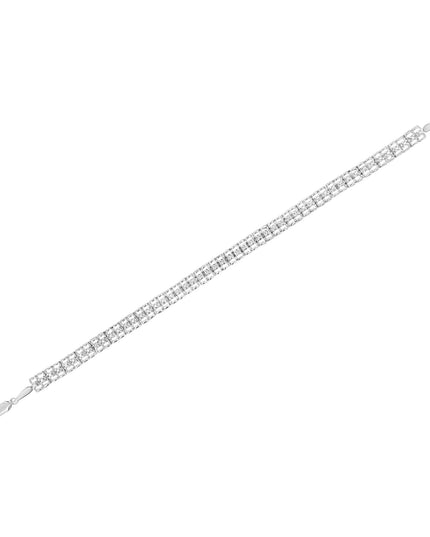 .925 Sterling Silver 1/10 Cttw Diamond Double-Link 7" Rolex Tennis Bracelet (I-J Color, I3 Clarity)