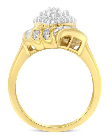 10K Yellow Gold Plated .925 Sterling Silver Diamond Cocktail Ring (3/4 Cttw, I-J Color, I2-I3 Clarity)