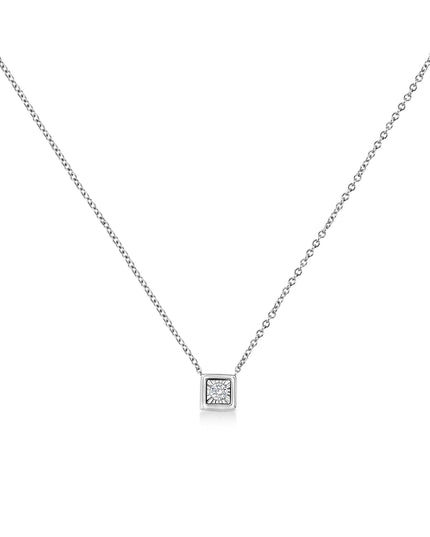 10K White Gold 1/10 Cttw Miracle Set Round-Cut Diamond 18" Pendant Necklace - Choice of Shape