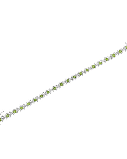 .925 Sterling Silver Lab-Grown Birthstone and 1/6 Cttw Round Diamond Tennis Bracelet (H-I Color, I1-I2 Clarity)