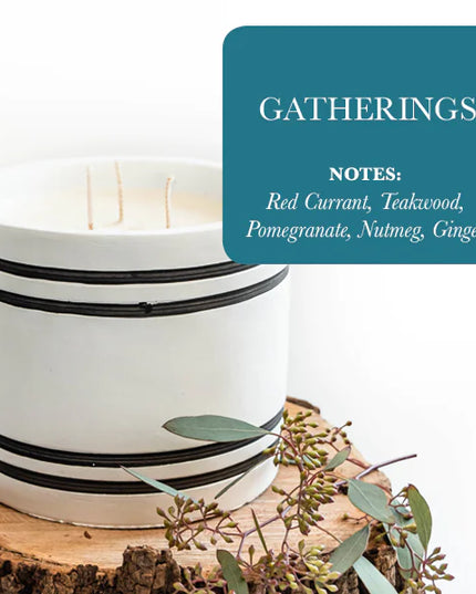 Luxury Large Striped Stone Designer Candle - Gatherings