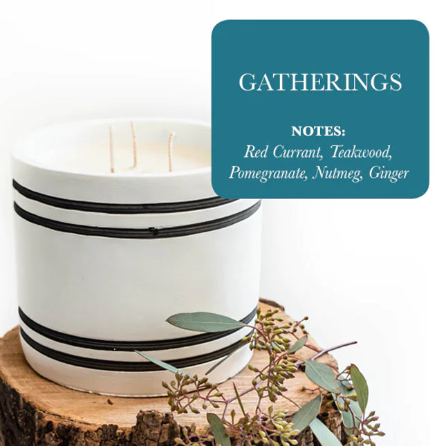 Luxury Large Striped Stone Designer Candle - Gatherings