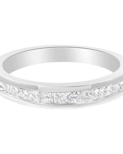.925 Sterling Silver 1/2 Cttw Princess-Cut Diamond Channel-Set Half-Eternity Wedding or Anniversary Band Ring (H-I Color, I2 Clarity)