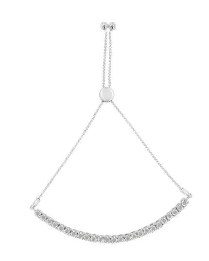 .925 Sterling Silver 1/4 Cttw Miracle-Set Diamond 4”-10” Adjustable Bolo Tennis Bracelet (I-J Color, I3 Clarity)