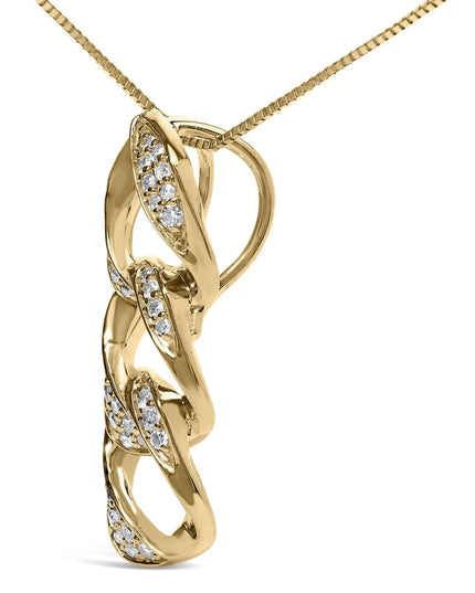 14K Yellow Gold Plated .925 Sterling Silver 1/6 Cttw Diamond Interlocking Triple Asymmetric Circle Hoop 18" Pendant Necklace (H-I Color, I1-I2 Clarity)
