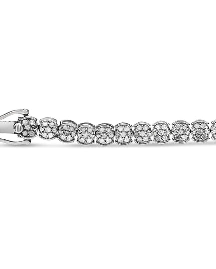 .925 Sterling Silver 2.0 Cttw Diamond Cluster Link Bracelet (I-J Color, I2-I3 Clarity) - Size 7.25"