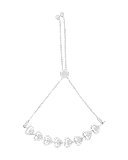 Sterling Silver Diamond Woven Heart Bolo Bracelet (0.1 cttw, H-I Color, I2-I3 Clarity)