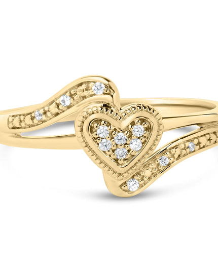 14K Yellow Gold Plated .925 Sterling Silver Diamond Accent Filigree Heart Promise Ring (I-J Color, I3 Clarity)