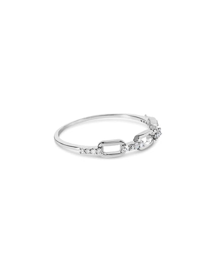 .925 Sterling Silver Diamond Accent Paperclip Band Ring (I-J Color, I2-I3 Clarity)