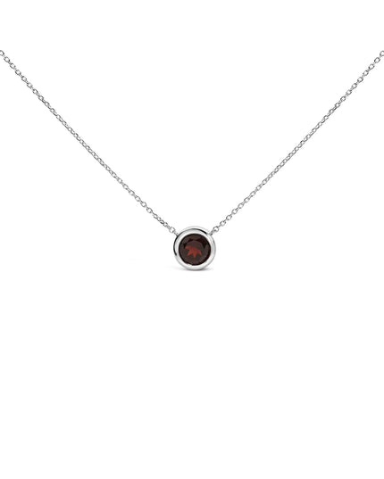 .925 Sterling Silver 7MM Bezel Set Created Purple Amethyst Pendant Necklace - 18" Inches