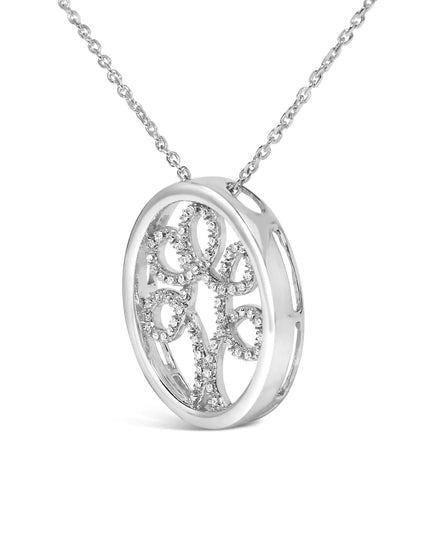 .925 Sterling Silver 1/10 Cttw Diamond Tree of Life Pendant Necklace (I-J Color, I3 Clarity)