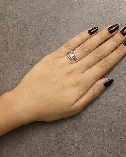 .925 Sterling Silver 1/5 Cttw Invisible Set Princess Cut Diamond Promise Ring with Beaded Halo (H-I Color, I1-I2 Clarity)