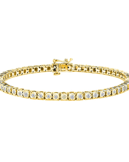 .925 Sterling Silver 1.0 Cttw Miracle-Set Diamond Round Faceted Bezel Tennis Bracelet (I-J Color, I3 Clarity)