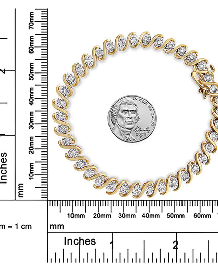 Yellow Plated Sterling Silver Round-Cut Diamond Bracelet (0.5 cttw, H-I Color, I2-I3 Clarity)