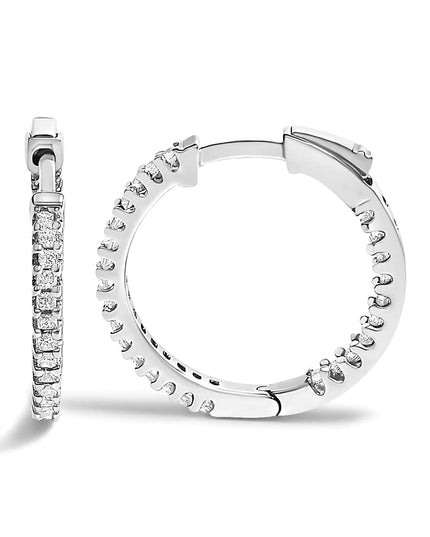 .925 Sterling Silver 1/2 Cttw Princess Diamond Inside Out Hoop Earrings (G-H Color, VS2-SI1 Clarity)