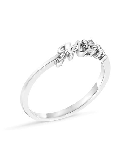 .925 Sterling Silver Diamond Accent "MOM"  Ring (J-K Color, I2-I3 Clarity)