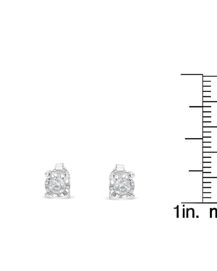 .925 Sterling Silver 1/2 Cttw Near Colorless Round Brilliant-Cut Diamond Miracle-Set Stud Earrings (H-I Color, I2-I3 Clarity)