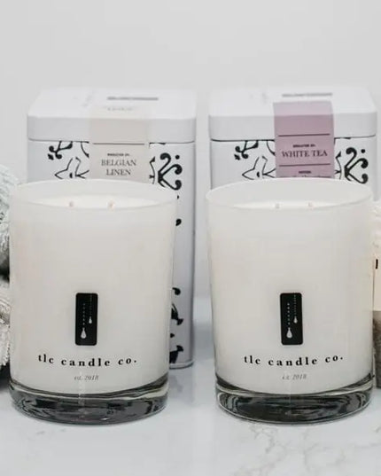 "Luxury Resort" Belgian Linen and White Tea Luxury 2-Wick Soy Candle Gift Set