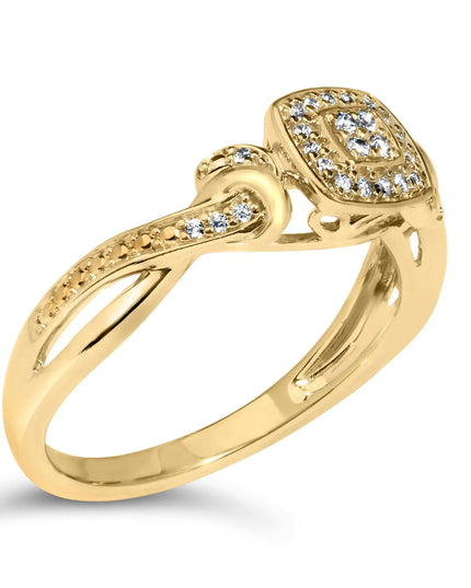 14K Yellow Gold Plated .925 Sterling Silver 1/10 Cttw Round-Cut Diamond Composite Halo Engagement Ring
