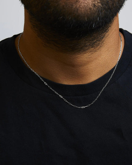 Unisex Solid 14K Gold 1.5mm Paperclip Chain Necklace - Choice of Length and Metal Color
