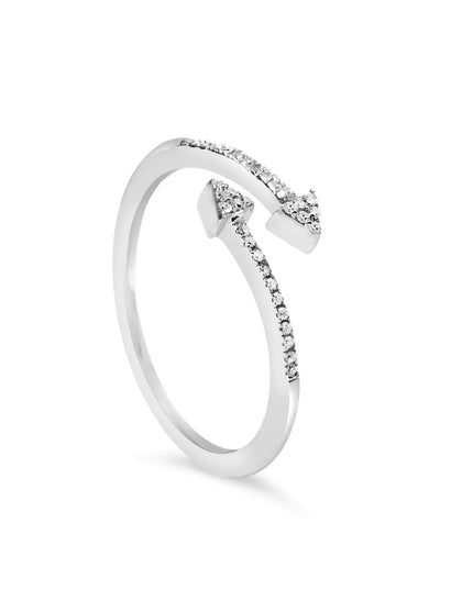 .925 Sterling Silver 1/5 Cttw Diamond Double Arrowhead Open Ring (I-J Color, I2-I3 Clarity)
