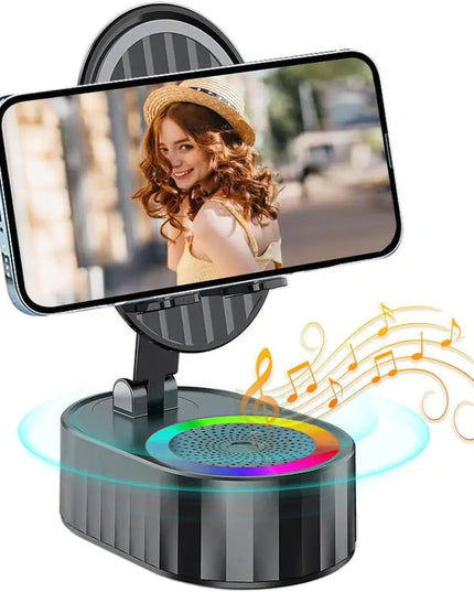 Cell Phone Stand with Wireless Bluetooth Speaker,Induction Speaker HD Surround Sound for Home and Outdoor,Compatible with Iphone/Ipad/Samsung Galaxy