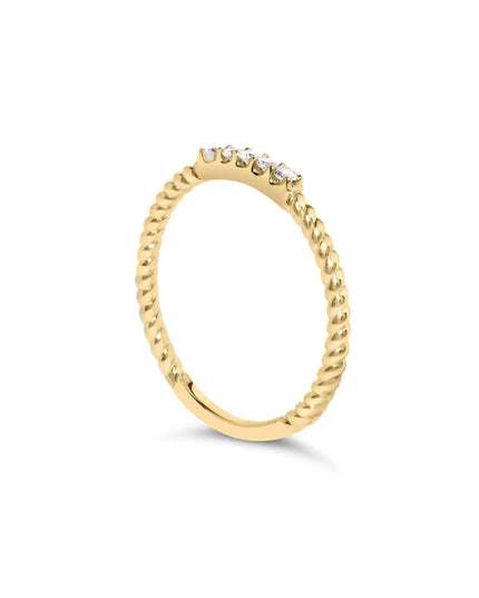 10K Yellow Gold 1/10 Cttw Diamond 5 Stone Braided Shank Band Ring (I-J Color, I2-I3 Clarity)
