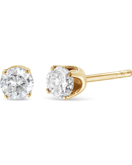 14K Yellow Gold 1/2 Cttw Round-Cut Diamond Solitaire Stud Earrings (O-P Color, SI2-I1 Clarity)