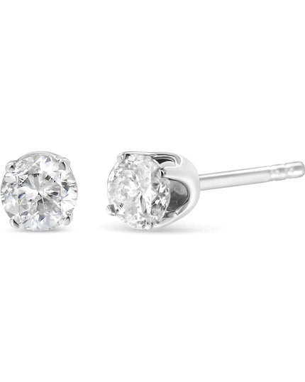 14K White Gold 5/8 Cttw Round Brilliant-Cut Lab Grown Diamond Classic 4-Prong Push back Stud Earrings (F-G Color, VS1-VS2 Clarity)