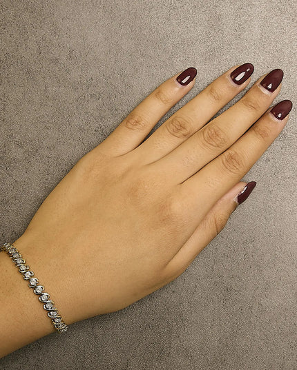 14K Yellow Gold Plated .925 Sterling Silver 1/2 Cttw Round Miracle-Set Diamond S-Curve Tennis Bracelet (I-J Color, I3 Clarity) - 7"