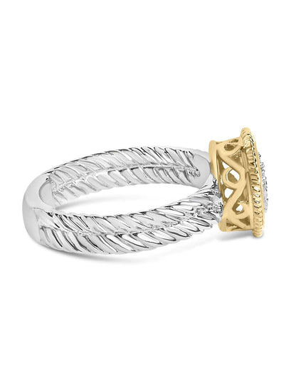 18K Yellow Gold Plated .925 Sterling Silver Diamond Heart Ring with Satin Finish (I-J Color, SI1-SI2 Clarity)