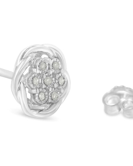 Sterling Silver Diamond Swirl Cluster Stud Earrings (1/6 cttw, I-J Color, I2-I3 Clarity)