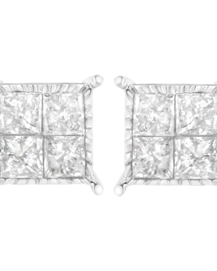 Sterling Silver 3/4 cttw Composite Diamond Stud Earrings (I-J, I2-I3)