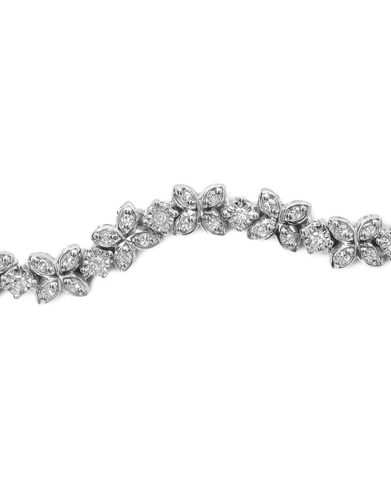 .925 Sterling Silver 1/4 Cttw Diamond Marquise Shaped Link 4"-10" Adjustable Bolo Bracelet (I-J Color, I1-I2 Clarity)