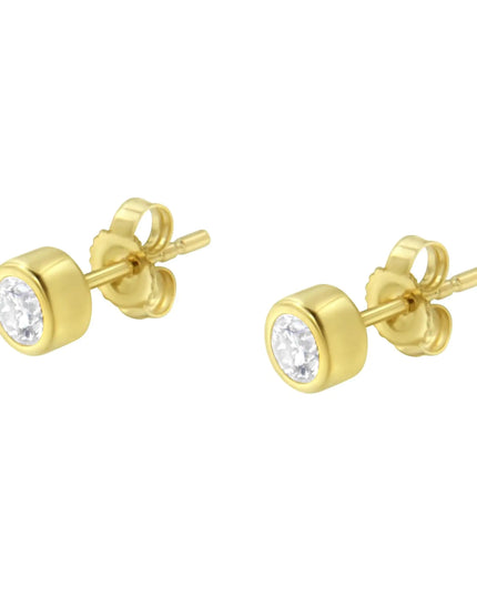 10K Gold 0.30 Cttw Round Brilliant-Cut Near Colorless Diamond Bezel-Set Stud Earrings (H-I Color, I1-I2 Clarity)